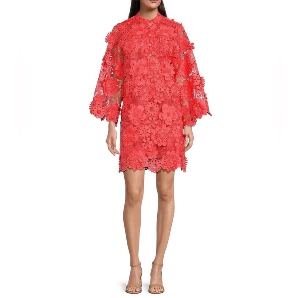 NWT J.Marie The Seraphina Floral 3D Lace Shift Dress in Coral Size S
